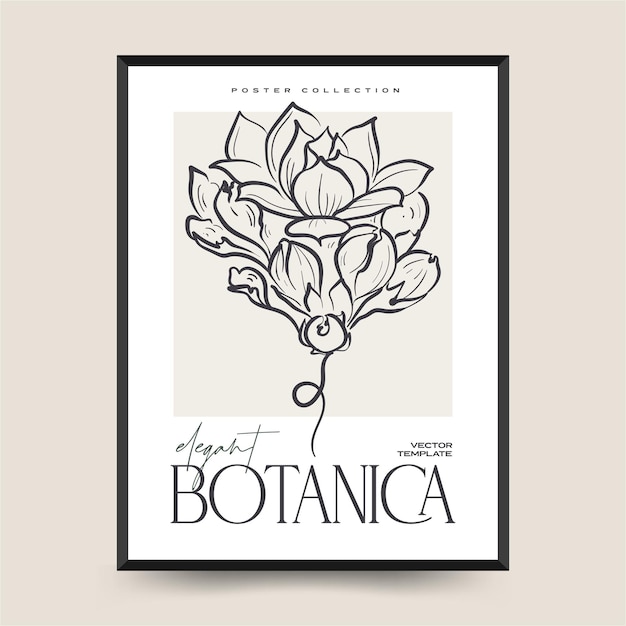 Eleganti arti della parete astratta botanica. collezione di poster floreali vettoriali.