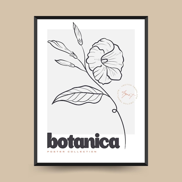 Eleganti arti della parete astratta botanica. collezione di poster floreali vettoriali.