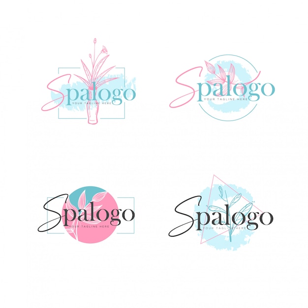 Elegant botanical spa logo template