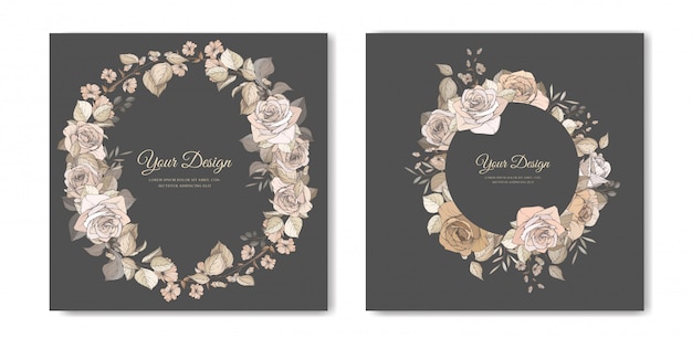 Elegant brown floral invitation card template