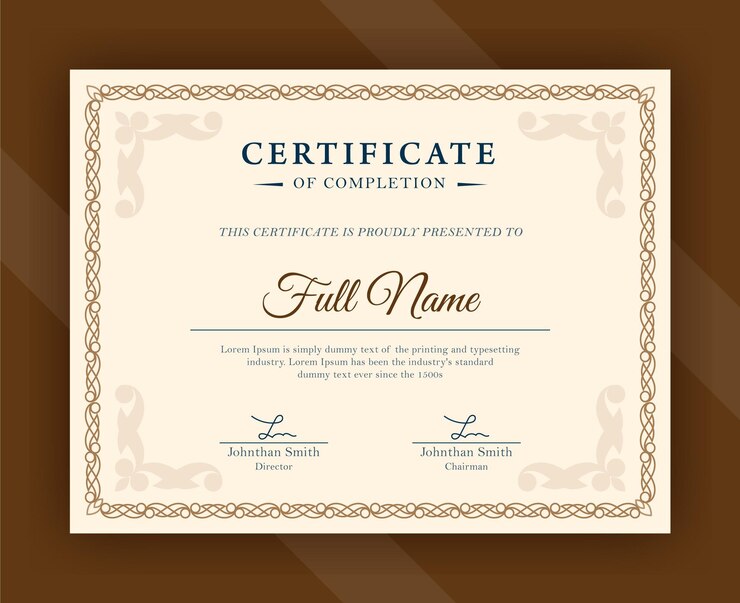 Elegant brown paper premium certificate template