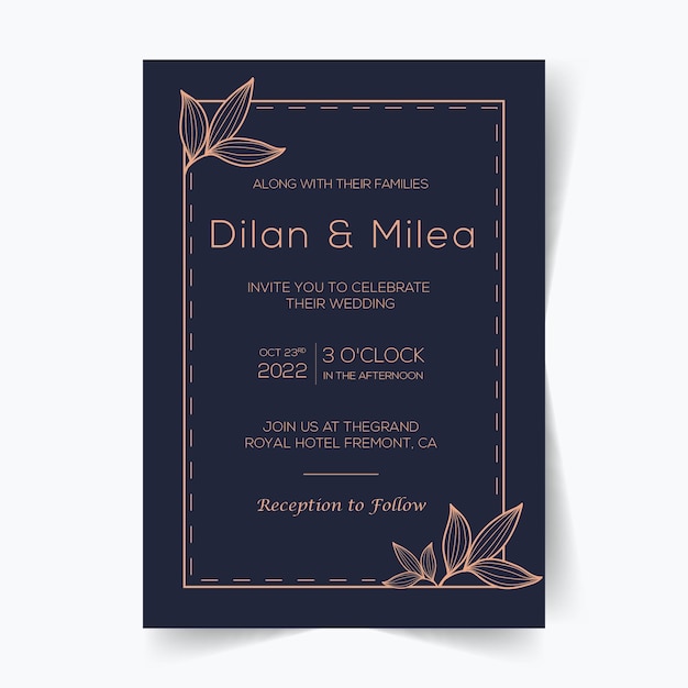 Elegant bruiloft uitnodiging kaarten sjabloon met aquarel bloemen decoratie