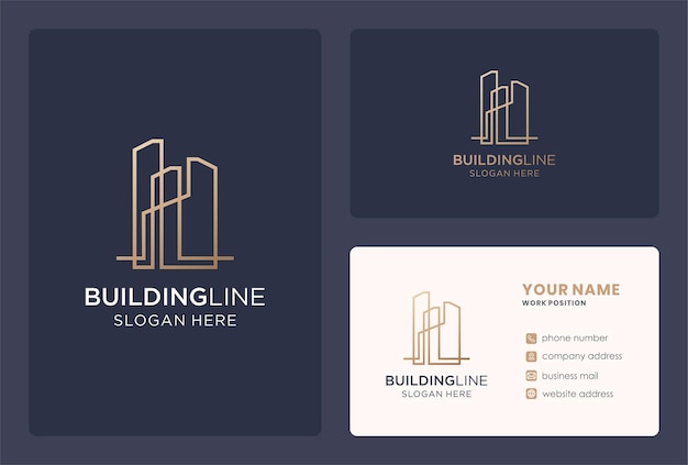 Vector elegant building logo design with business card template.