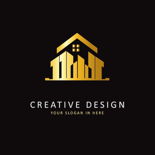Элегантный креативный дизайн логотипа строительной недвижимости