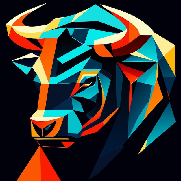 Vector elegant bull graphic shadows of bold presence