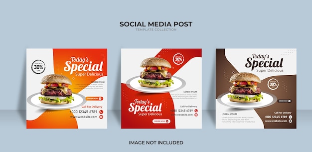 Elegante modello di banner per social media per la promozione del cibo del menu burger