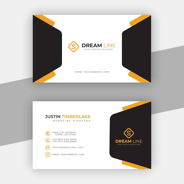 elegant business card black and orange business card