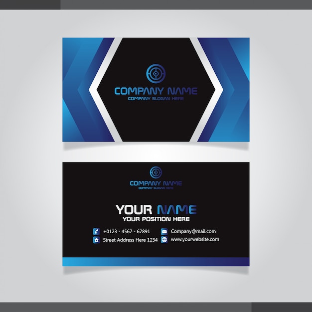 Elegant Business Card in Blue Colors