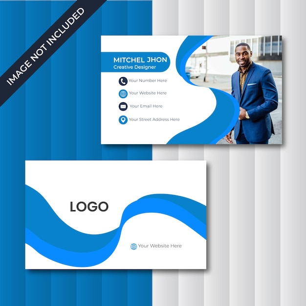 Elegant business card Blue and white business card template