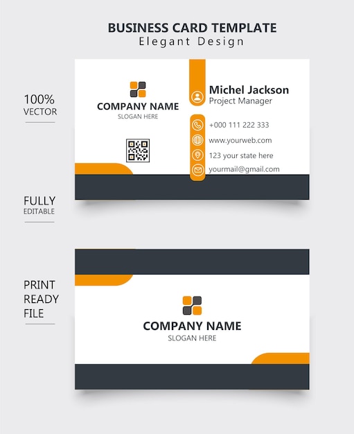 Elegant business card Blue and white business card