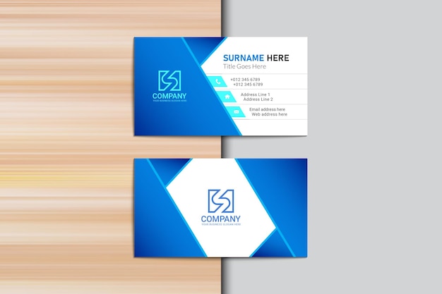 Elegant business card blue and white business card