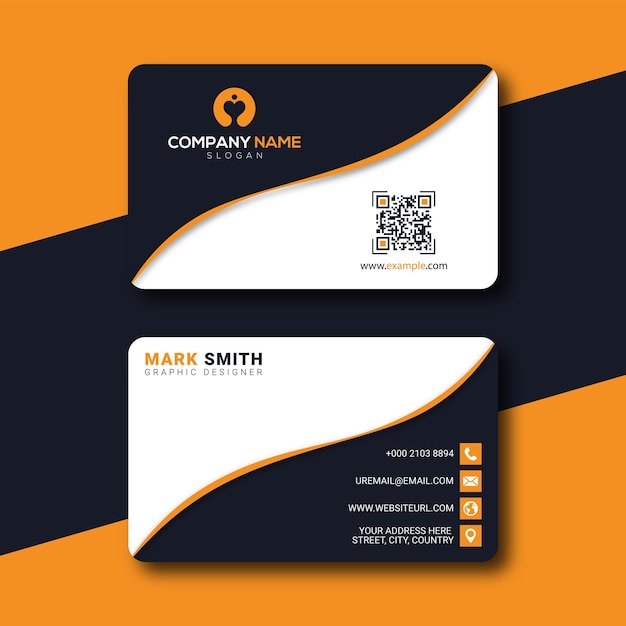 Elegant Business Card Design with Company Name Graphic Designer Details and QR Code