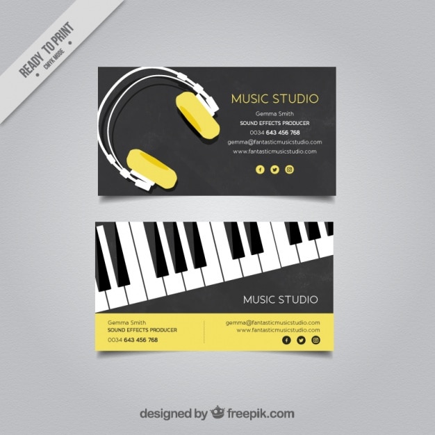 Elegant business card for a music studio