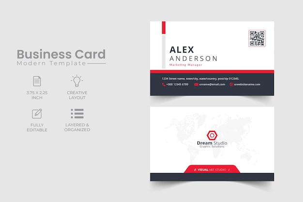 Vector elegant business card red and white business card