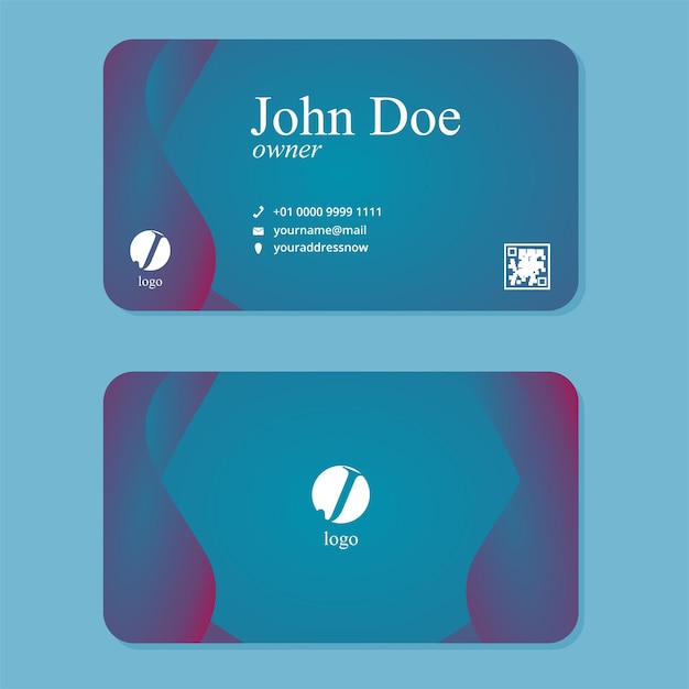 Elegant business card template blue gradient vector design