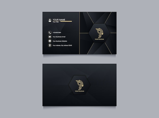 Elegant business card template with golden style