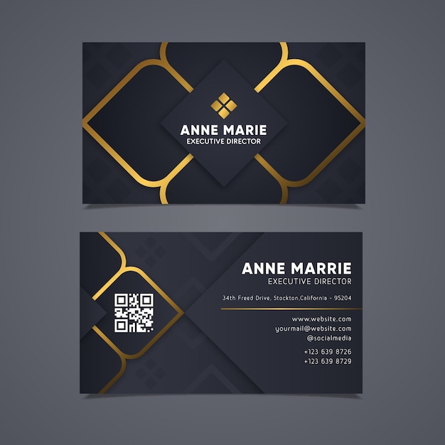 Elegant business card with golden lines