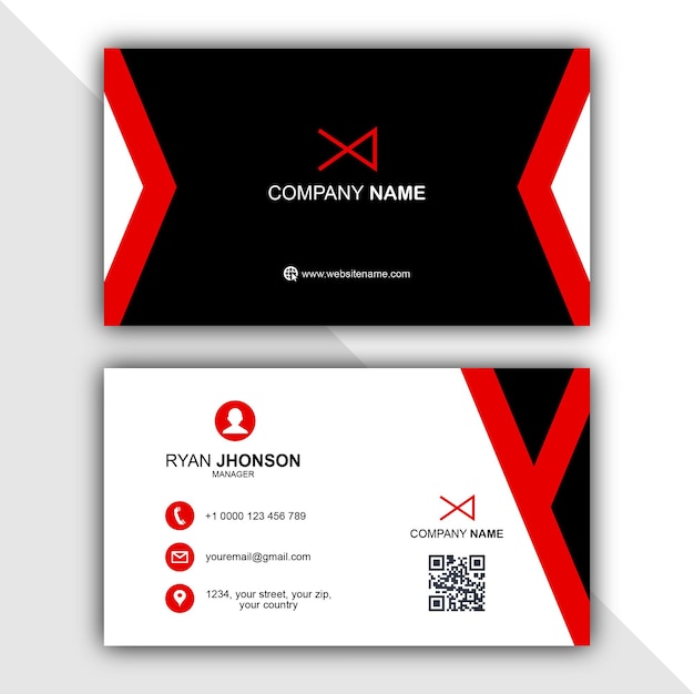 Elegant business card with modern style black and red business card