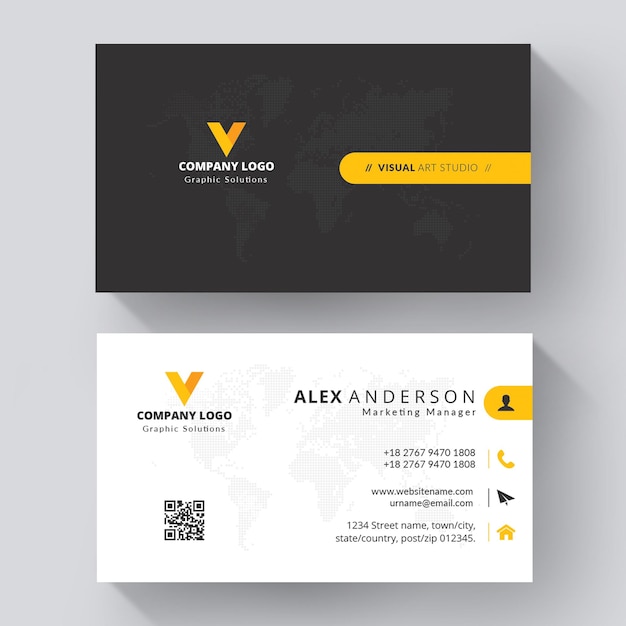 Elegant business card yellow and white business