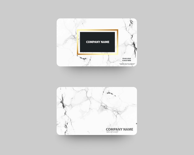 Elegant business cards with marble texture and gold