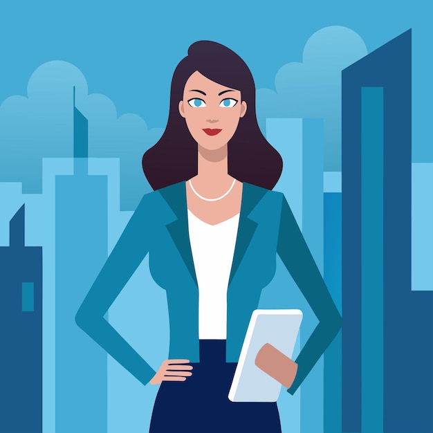 Elegant Business Woman Vector Illustration
