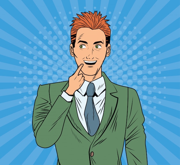 Vector elegant businessman pop art style character