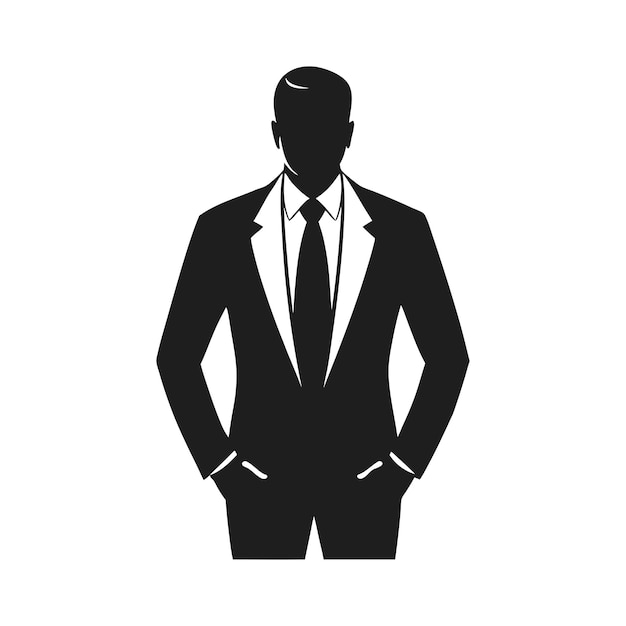 Elegant Businessman Silhouette Vector in Suit Professional Male Figure Illustration for Corporate Designs