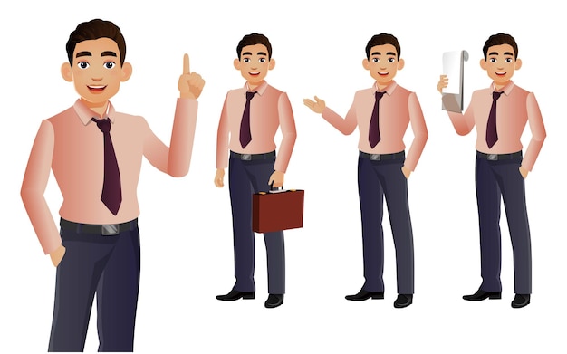 Elegant businessman with different poses. 