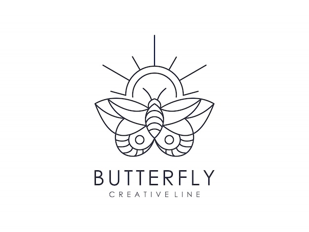 Elegant butterfly logo outline minimalist