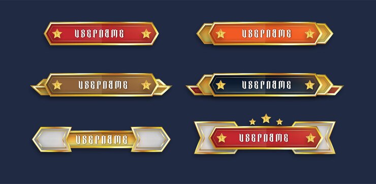 Elegant buttons game menu elements gold banners