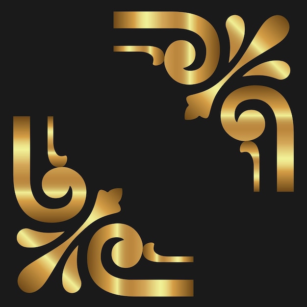 Elegant calligraphic corners and frames in gold