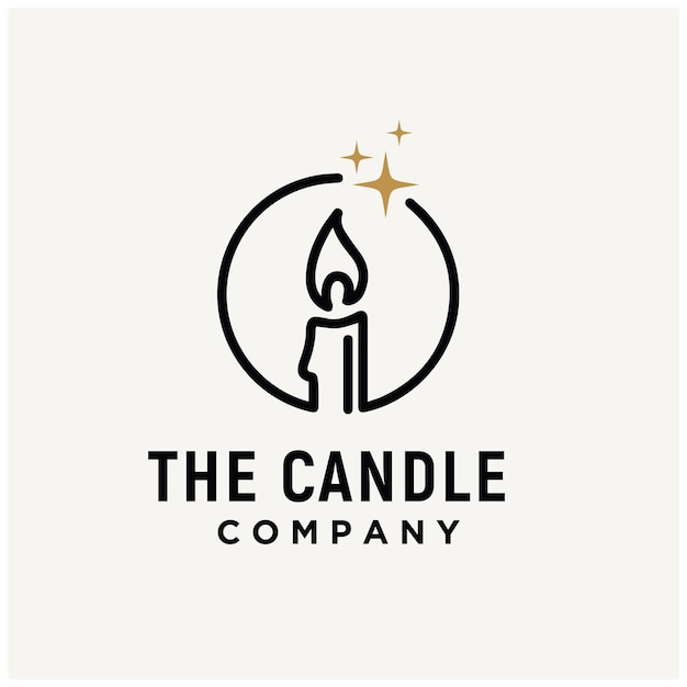 ロマンチックなキャンドル ライト ダイナーまたは宗教的なロゴ デザインのインスピレーションのためのエレガントなキャンドルの炎