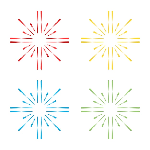 Elegant cartoon of flat fireworks explosions vector