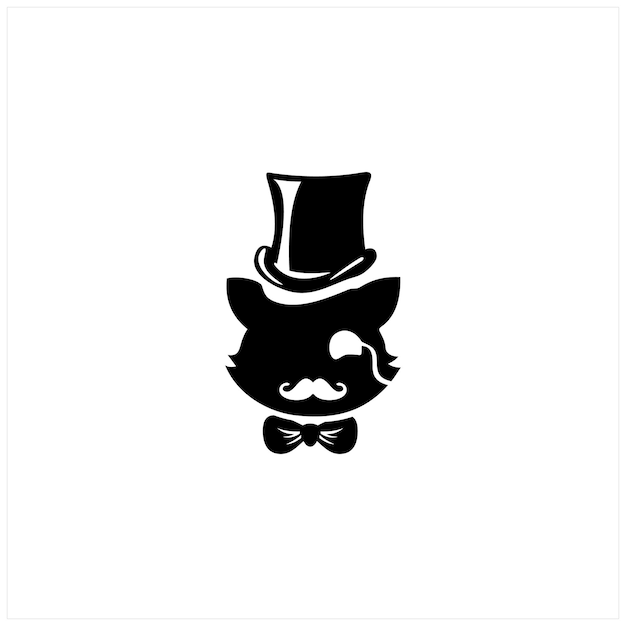 優雅な猫のロゴのシルエット 猫のロゴ ペットショップのロゴ