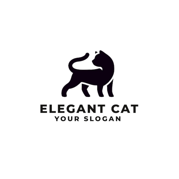 Элегантный силуэт логотипа кошки