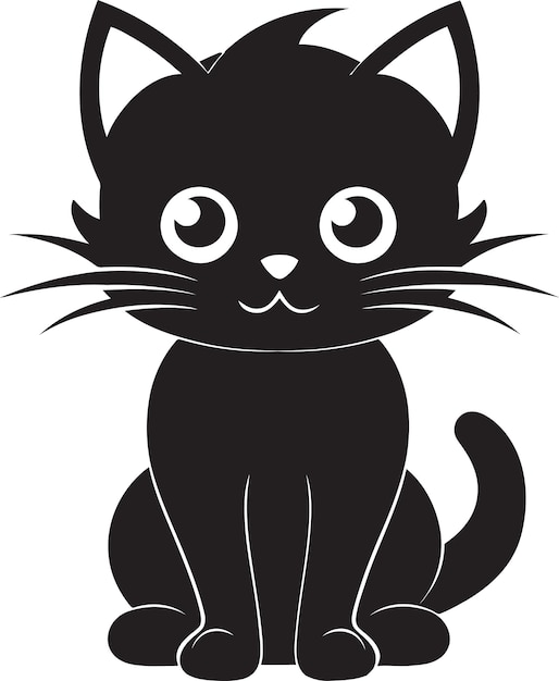 Vector elegant cat silhouette sleek black cat icon