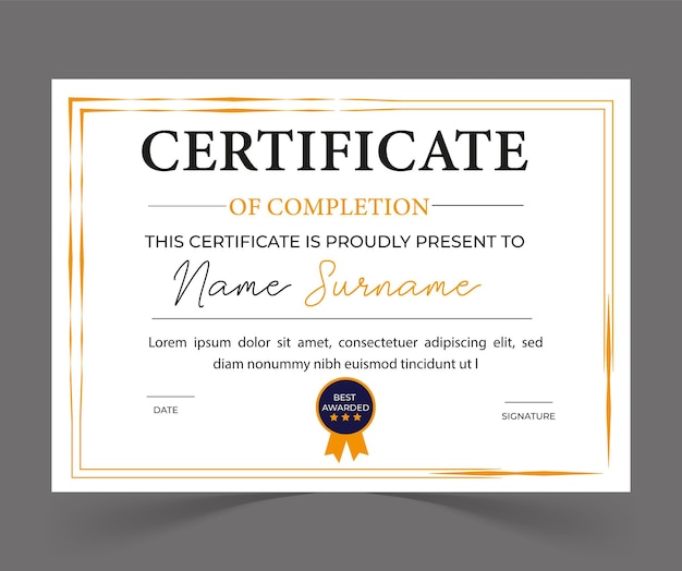 Elegant certificaat van voltooiing