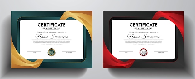 Vector elegant certificate of achievement template with award badge