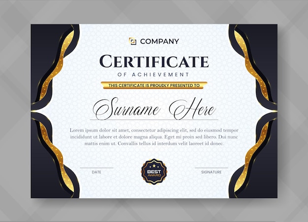 Элегантный сертификат благодарности современный шаблон Шаблон сертификата диплома с значками