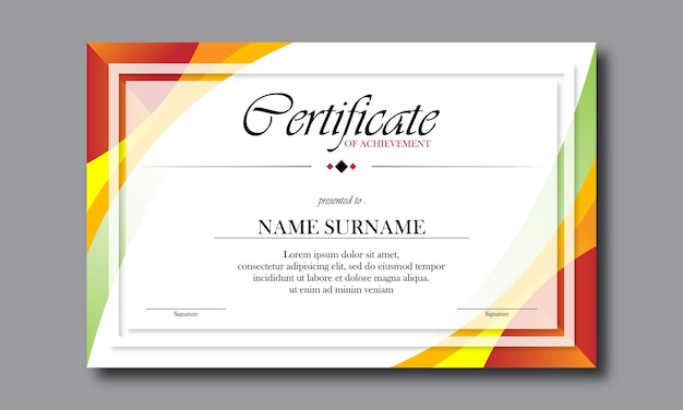 Verde nero elegant certificato orizzontale con illustrazione vettoriale