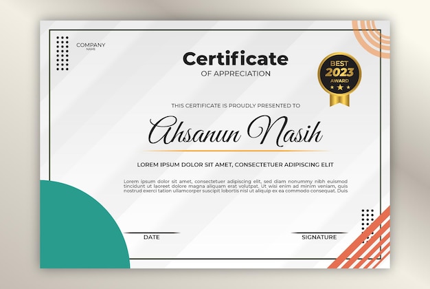 Elegant certificate design template blue flat