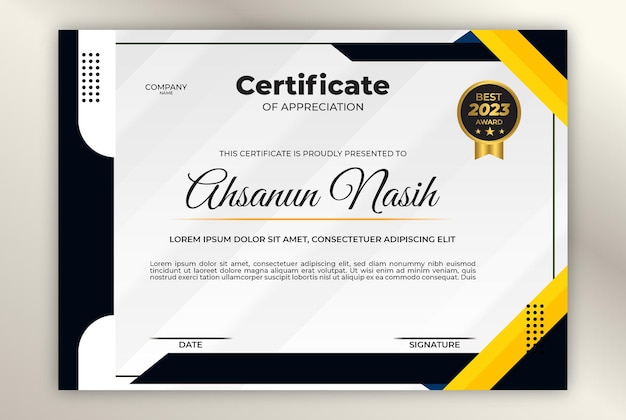 Elegant certificate design template gradient gold