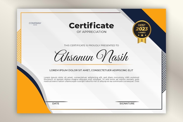 Elegant certificate design template modern badge