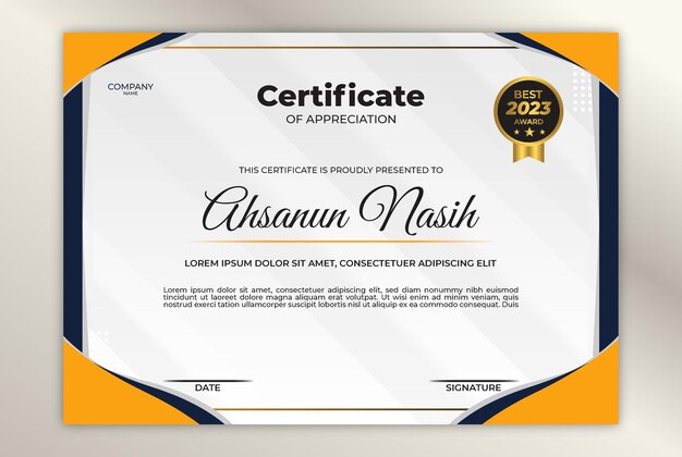 Elegant certificate design template with flat