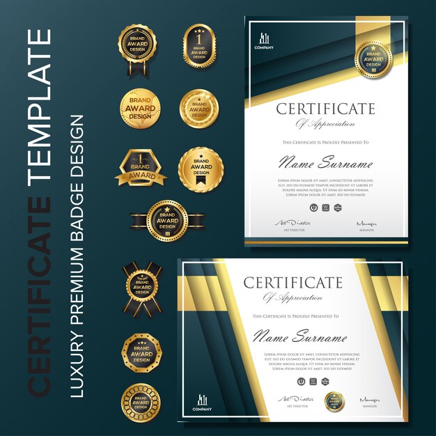 Design elegante certificato con badge