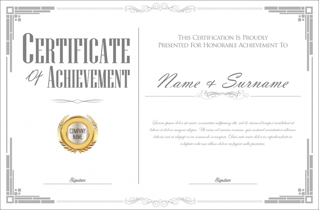 Vettore elegante design vintage certificato diploma o retrò