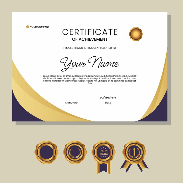 Vettore modello di certificato elegante utilizzo per la stampa di certificati di diploma di laurea