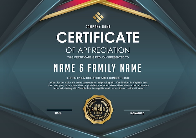 Elegant certificate template with gold details