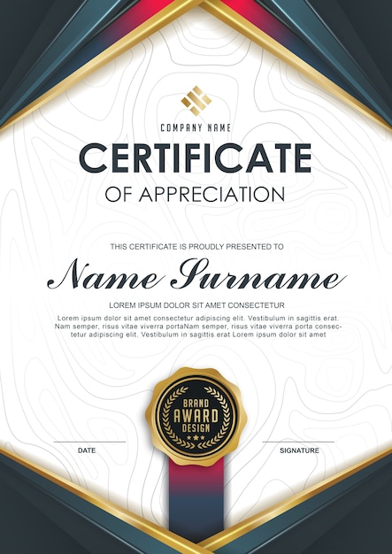 Vector elegant certificate template with gold details