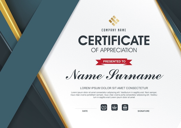 Elegant certificate template with gold details